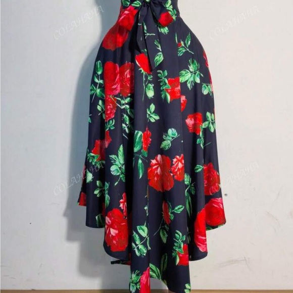 Chic Handmade Black Floral Midi Skirt - Picture 3 of 5